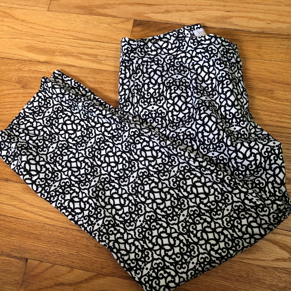 Laundry By Shelli Segal Womens Cropped Pants Black White 4
